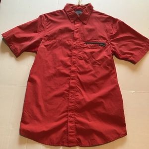 Men’s Red Columbia Sportswear Company Short Sleeve Snap Closure Shirt Sz M